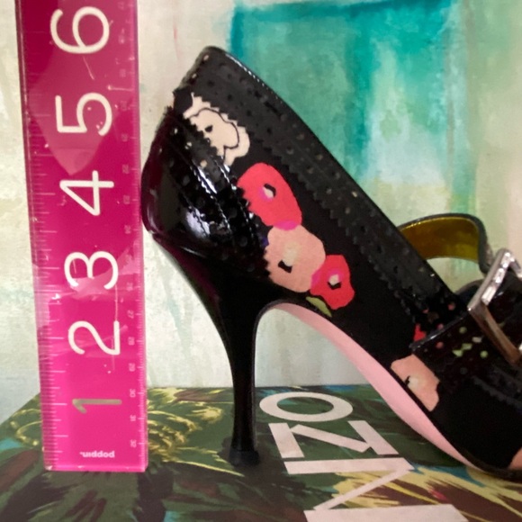Rare♦️Christian Lacroix Floral Heels Shoes Mary Jane Pumps VTG Strap - Picture 8 of 10